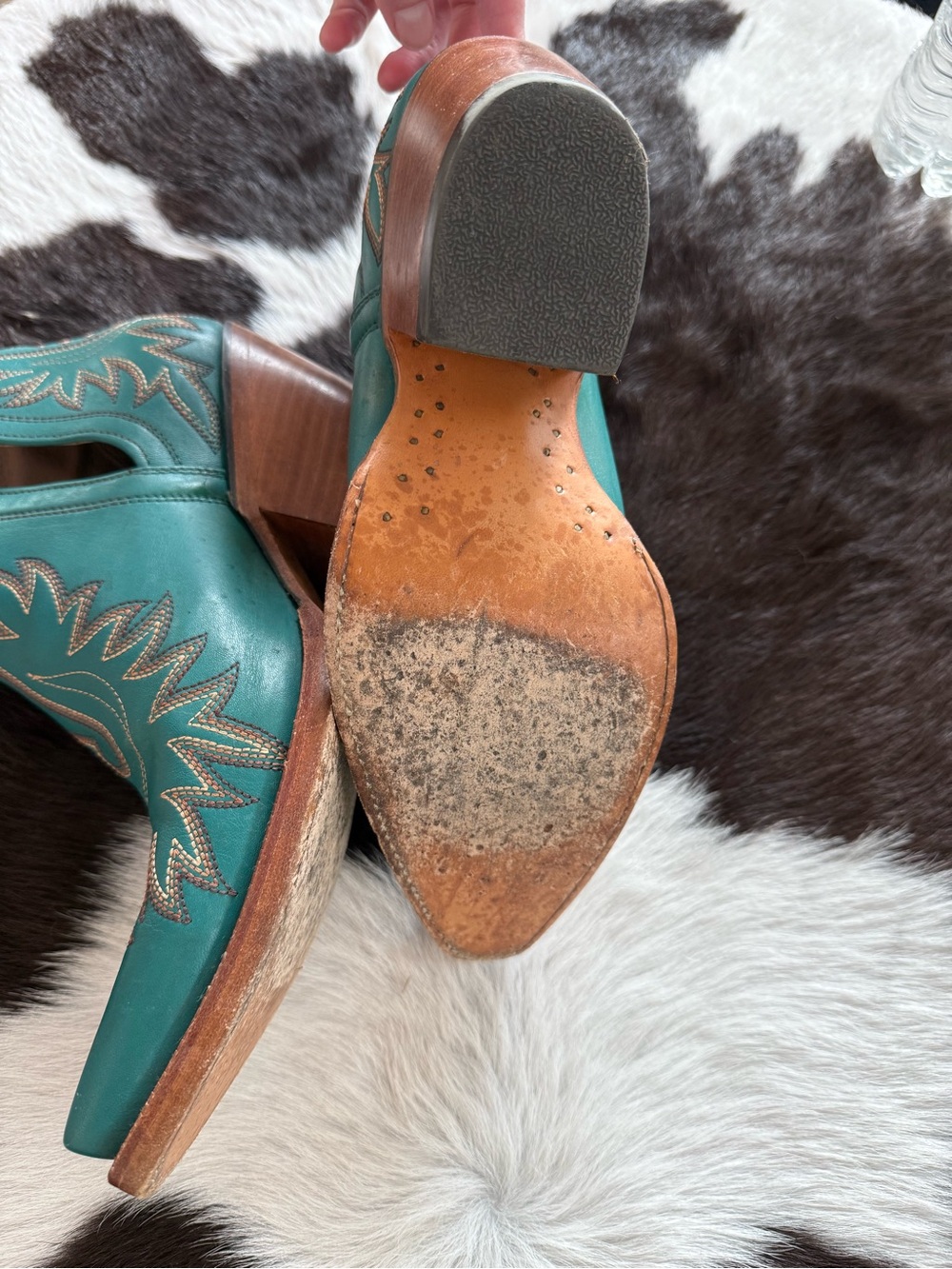 Ariat Dixon Booties Turquoise Leather Western Ankle Boots - Women - Picture 7 of 8